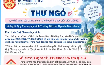 Xúc động thư của hiệu trưởng gửi học sinh trong ngày mưa bão