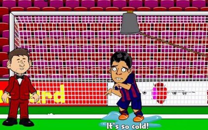 Trào lưu xô nước đá mang Messi, Ronaldo, Suarez, Muller vào phim hoạt hình
