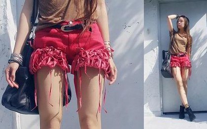 Chế quần shorts tua rua thật dễ với Hena Chau