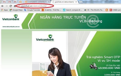 Bóc trần chiêu lừa tiền tinh vi qua website giả danh ngân hàng Vietcombank