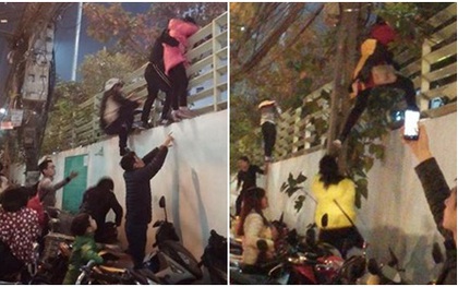 Chùm ảnh: Người dân bất chấp nguy hiểm trèo tường Royal để tránh cảnh tắc nghẽn