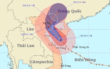 Siêu bão Haiyan vào Đông Bắc Bộ rồi hướng sang Trung Quốc