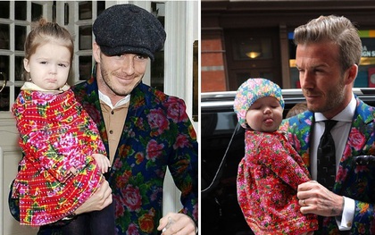 Harper Seven mặc "chăn con công" dạo phố cùng Beckham