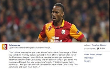 Drogba mượn facebook Galatasaray “mắng mỏ” đối thủ