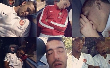 Podolski khoe ảnh ngủ gục hài hước của dàn sao Arsenal
