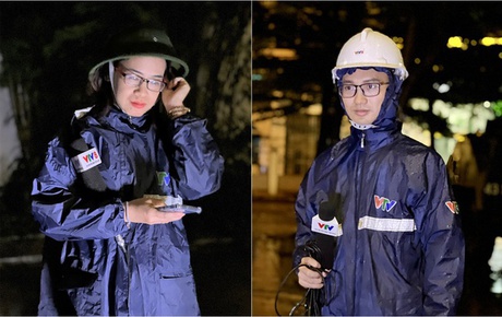 Phóng viên VTV lên tiếng về hình ảnh cố gắng đứng vững trong bão Noru để đưa tin trực tiếp
