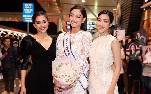 Đỗ Mỹ Linh, Tiểu Vy và dàn mỹ nhân gây náo loạn sân bay khi tiễn Thùy Linh lên đường đi Anh dự thi Miss World