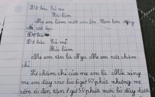 Học sinh tiểu học tả mẹ "uốn éo trên giường" khiến cư dân mạng ngượng chín mặt: Đọc đến đoạn kết thì ai cũng ngã ngửa