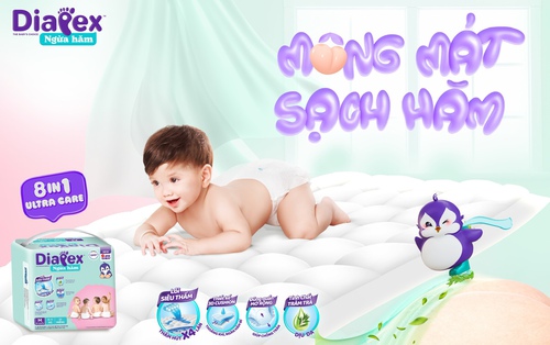 Bảo bối của mẹ Gen Z - Tã Diapex công nghệ 8IN1 hỗ trợ ngừa hăm “đỉnh nóc”