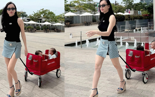 Mẹ bỉm "slay" nhất mùa hè gọi tên Phương Oanh: Dắt 2 con sinh đôi đi dạo phố mà sang chảnh hết sức