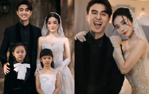 Đạt G và Cindy Lư tung trọn ảnh cưới trước giờ G: Dâu rể đẹp đôi nhưng thái độ 2 "thế lực nhí" mới hot!