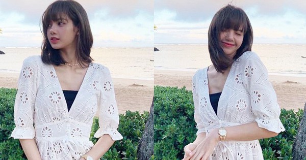 Vừa đặt chân đến Mỹ, Lisa liền bật ngay công tắc bánh bèo, diện váy trắng xinh điệu hết sức