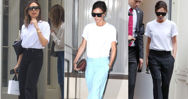 Victoria Beckham will show you how to wear a simple white t-shirt, but still super classy