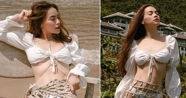 Ho Ngoc Ha shows off her hot body with unique beach fashion