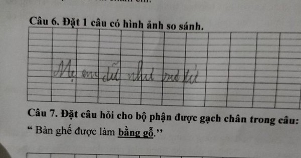 Được yêu cầu ĐẶT CÂU có hình ảnh so sánh, học sinh tiểu học viết ngay 6 từ, cô giáo đọc xong hốt hoảng: Đừng để mẹ thấy!