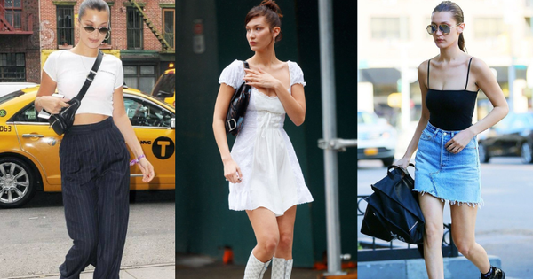 Let Bella Hadid show you how to shop for a series of simple dresses and still look stylish