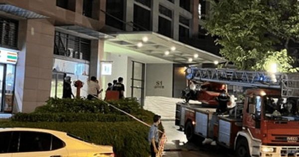 A young man fell from the 22nd floor of an apartment building after arguing with his girlfriend