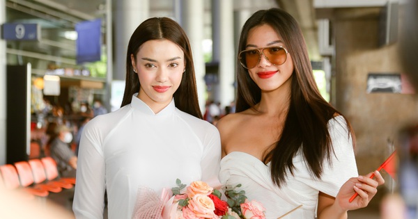 Hoa hậu Hoàn vũ Thái Lan 2020 diện áo dài trắng đến Việt Nam, cùng Kim Duyên "đọ sắc" tại sân bay