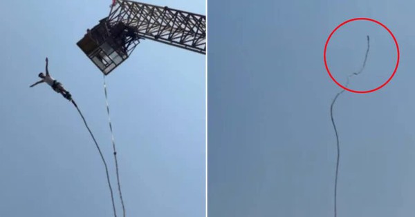 30米高空蹦極繩子斷了男子直墜湖底