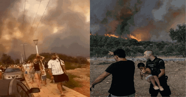 Chùm ảnh: Hòn đảo 'thiên đường' bốc cháy dữ dội, hơn 30.000 người nối nhau sơ tán khỏi hiện trường