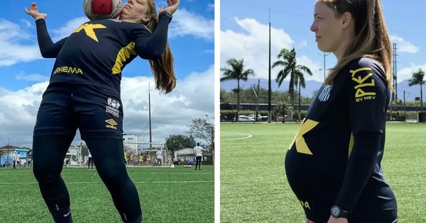 Nữ cầu thủ mang thai 8 tháng vẫn ra sân tập luyện