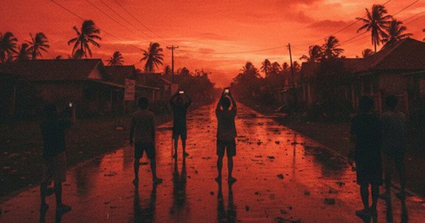 Cảnh tượng kỳ lạ: Bầu trời đỏ rực như máu