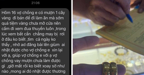 Đánh rơi 1 cây vàng, đôi vợ chồng "cầu cứu" mạng xã hội: Dòng thông báo bất ngờ