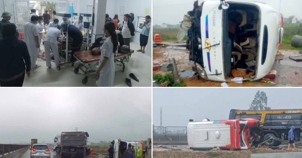 Xe chở giáo viên và học sinh gặp nạn ở đường cao tốc Diễn Châu - Bãi Vọt