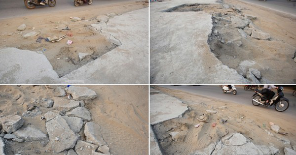 Hà Nội: Vỉa hè đường Tam Trinh mới đổ bê tông đã bị vỡ nát