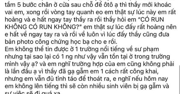 Xôn xao, thông tin thầy giáo gạ gẫm, sàm sỡ nữ sinh viên tại trường đại học