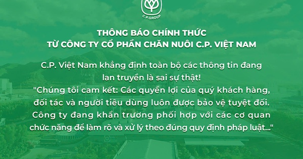 Công ty C.P. Việt Nam chính thức thông báo