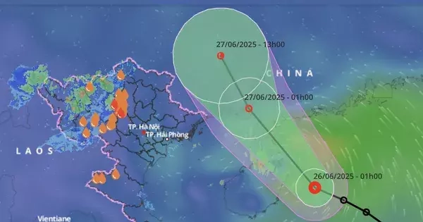 Tàn dư áp thấp nhiệt đới có thể gây mưa rất lớn ở miền Bắc