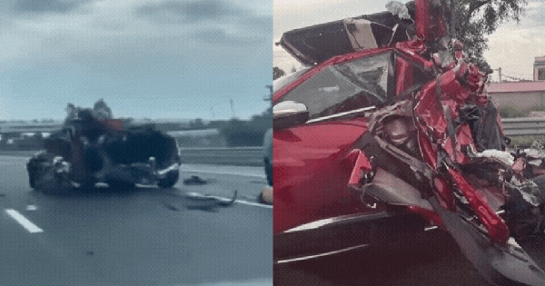 Hiện trường kinh hoàng vụ tai nạn trên cao tốc Hà Nội - Hải Phòng: Xe con bị vò nát, mảnh vỡ la liệt trên đường