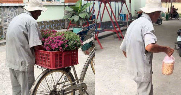 Xúc động clip cụ ông bán ve chai mang hoa Tết đến tặng ân nhân