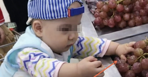 Dắt cháu đi siêu thị, cháu bóp nát cả rổ nho, phản ứng của ông ngoại khiến nhân viên tức đến bật khóc