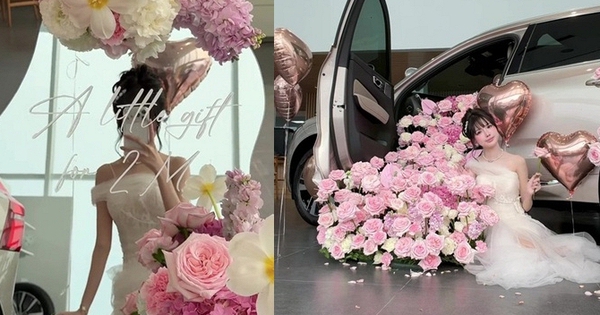 Được bố mẹ tặng ô tô hơn 2 tỷ vì đạt 2 triệu follower, cô gái Hà Nội chi thêm 14 triệu mua hoa tươi decor lễ nhận xe