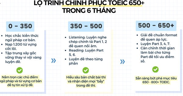 Tự học TOEIC bắt đầu từ đâu? Lộ trình chinh phục TOEIC 650+ trong 6 tháng