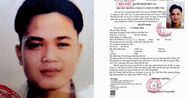 Quyết định truy nã đặc biệt Lò Thanh Tùng SN 2006