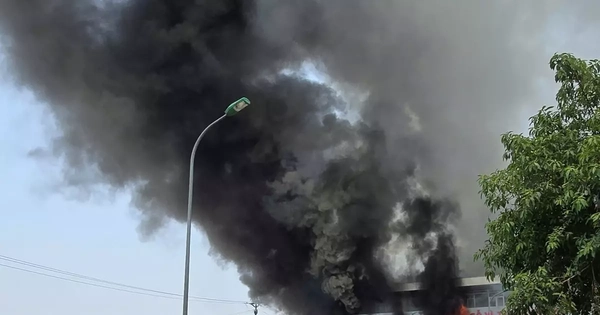 Toà nhà trưng bày gỗ 3 tầng bốc cháy dữ dội giữa nắng nóng 40°C