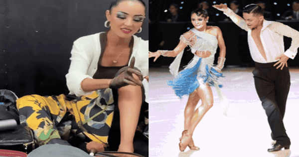 Kiện tướng Đặng Thu Hương - bạn nhảy của Phan Hiển miệt mài nhuộm da, già đi chục tuổi để không bị đối thủ 