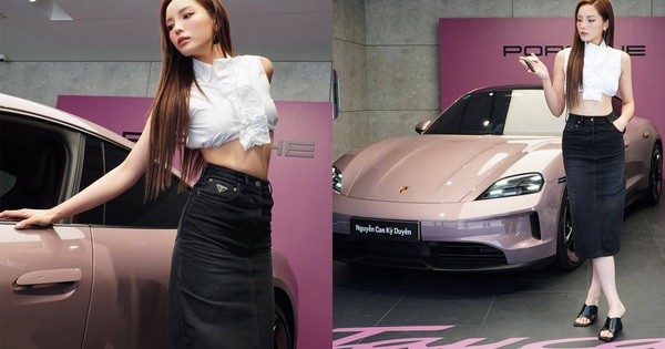 Bán Range Rover Velar, Hoa hậu Nguyễn Cao Kỳ Duyên chuyển sang ‘chơi’ Porsche Taycan: Màu nữ tính nhưng đi kèm gói thể thao