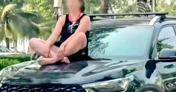 Xác minh clip nữ du khách ngồi vắt vẻo trên capo ô tô đang chạy ở Nha Trang