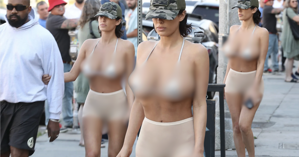 Vợ Kanye West hở hang tới nực cười, chồng đi bên cạnh lại kín mít khiến cả phố ngoái nhìn