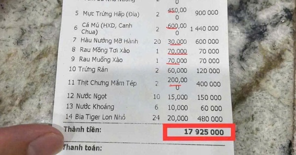Xôn xao hóa đơn bữa ăn gần 18 triệu đồng, trong đó ghẹ đỏ 1,7 triệu đồng/kg ở Sầm Sơn