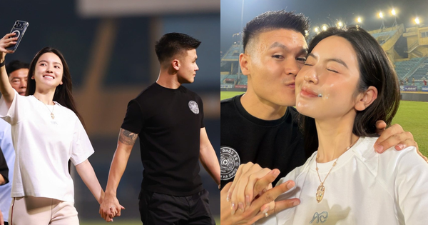 Quang Hải nắm tay, hôn vợ cực tình sau trận CAHN thắng Nam Định ở V.League