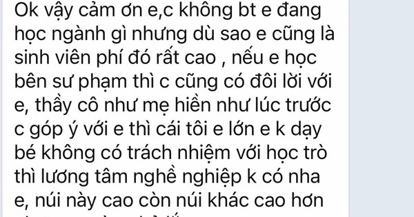 Phụ huynh nhắn tràng dài 