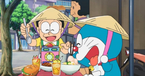 Đưa cảnh Nobita ngồi ghế nhựa ăn cơm tấm lên phim, ê-kíp Doraemon hé lộ nguyên nhân viết sai tên đặc sản Việt
