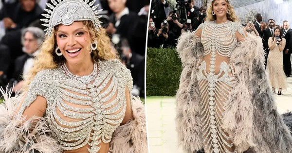 Beyoncé hóa thân thành bộ xương lấp lánh trên thảm đỏ Met Gala 2026