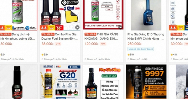 Loạn xới phụ gia ổn định xăng E10 trên sàn thương mại điện tử, có loại cháy hàng!