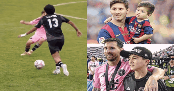 Viral video con trai Messi bị đối thủ sút mạnh vào chân vẫn 